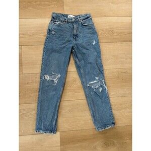 Zara Women's Jeans Distressed Ripped Knees High Waisted Denim US 4